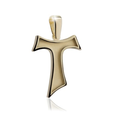 Croce Segno Tau francescano scavato in oro