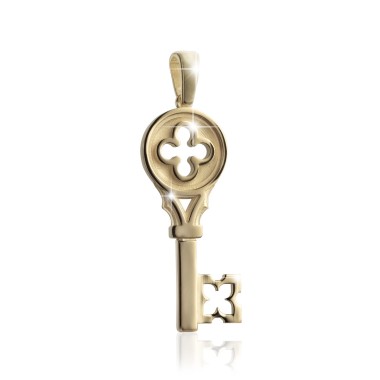 Gold Iter Venice key pendant with Palazzo Ducale's quadrilob flower