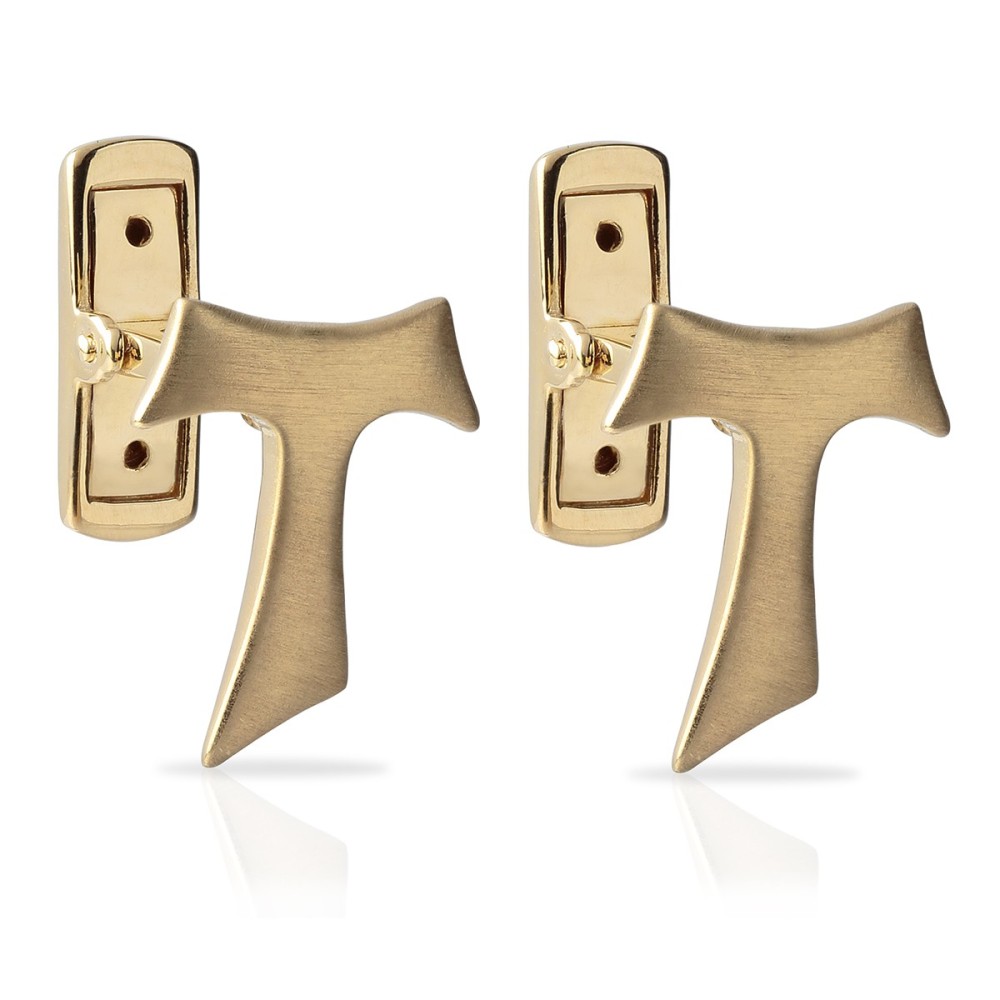 Gemelli Segno Tau francescano in oro