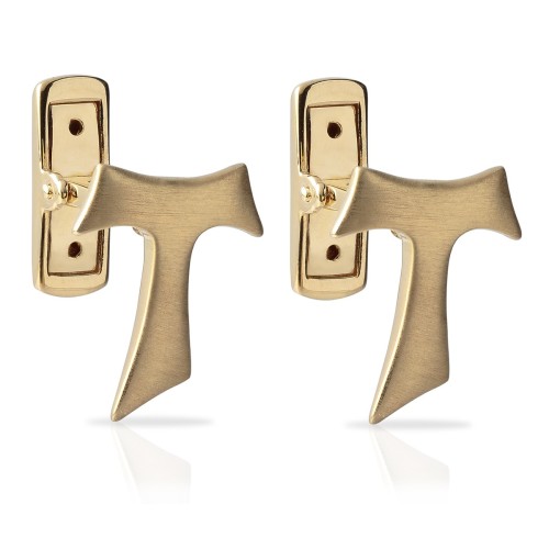Gemelli Segno Tau francescano in oro